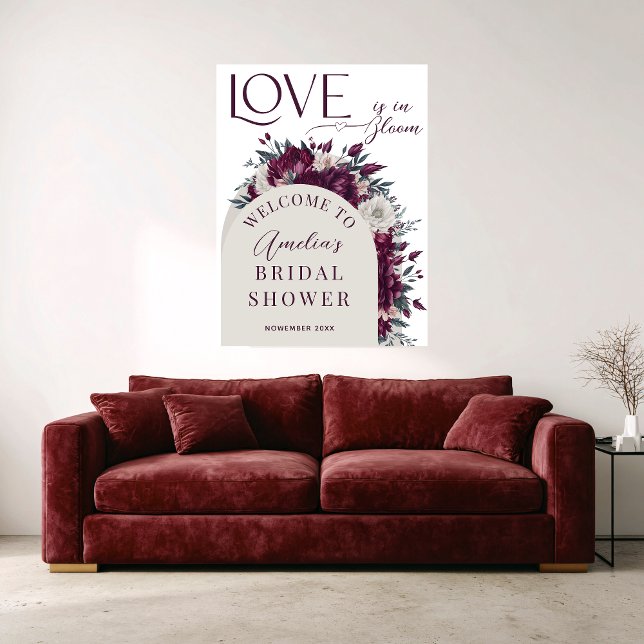 Flowers Burgundy Cream Love in Bloom Welcome Poster (Creator Uploaded)