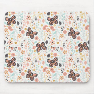 Flowers Butterflies And Bees Mouse Pad