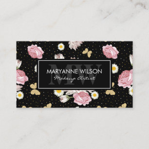 Flowers Butterflies and Gold Speckles Appointment Card