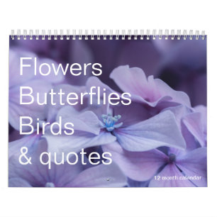 Flowers, Butterflies & Birds 12 month Calendar