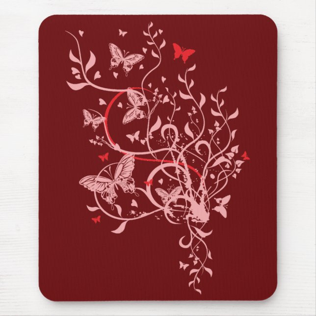Flowers & Butterflies Mouse Pad (Front)