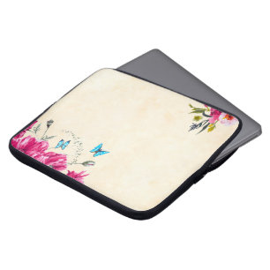 Flowers butterfly laptop sleeve