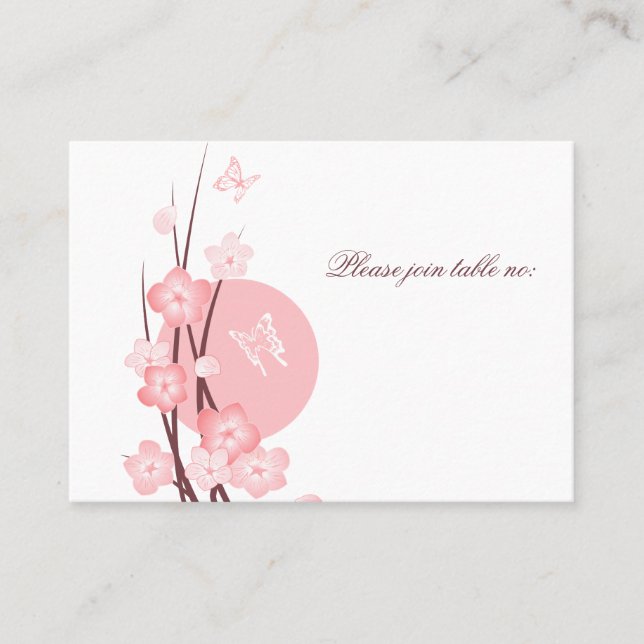 Flowers Butterfly Wedding Party Table Place Card (Front)