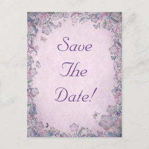 Flowers & Butterfly's Wedding Save The Date Announcement Postcard
