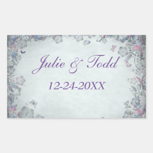 Flowers & Butterfly's Wedding Save The Date Rectangular Sticker