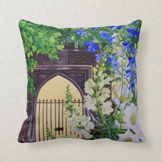 Flowers by a sunlit gateway 2008 cushion