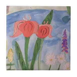 Flowers By The Lake Ceramic Tile