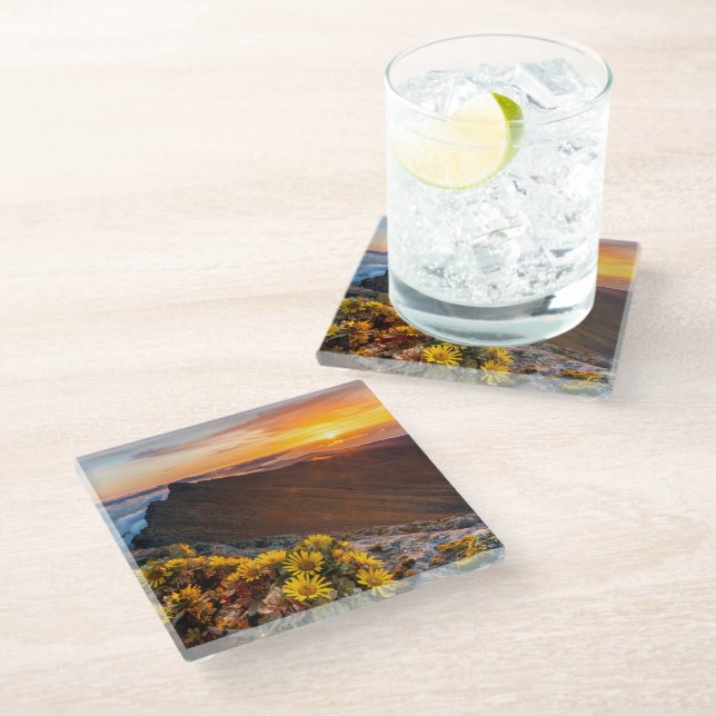 Flowers | Canary Islands, Spain Glass Coaster (Angled)