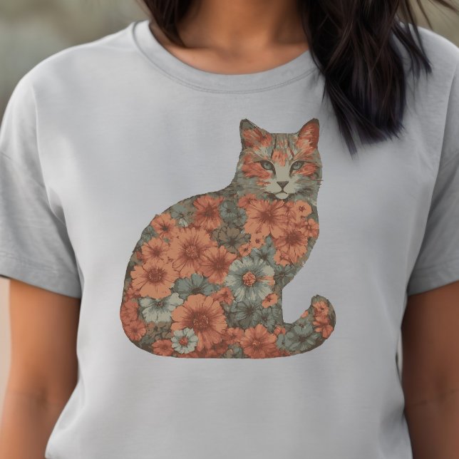  Flowers, Cat, Flower Blossom Cat, Flowers and Cat T-Shirt (Creator Uploaded)