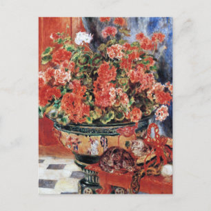 Flowers & Cats - Impressionist Art - Renoir Postcard