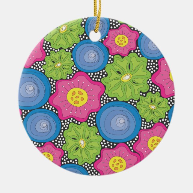 Flowers Ceramic Tree Decoration (Front)