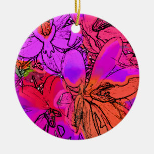 FLOWERS CERAMIC TREE DECORATION