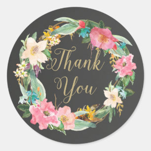 Flowers Chalkboard Thank You Sticker