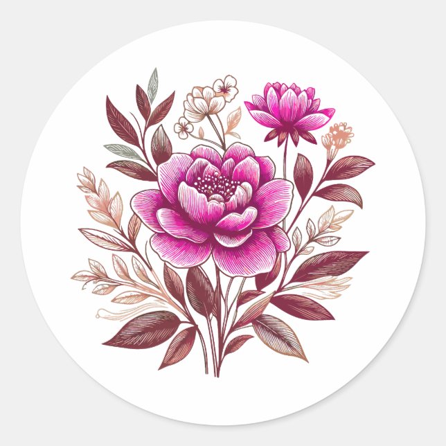 flowers classic round sticker (Front)