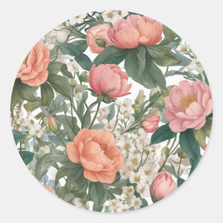 Flowers Classic Round Sticker