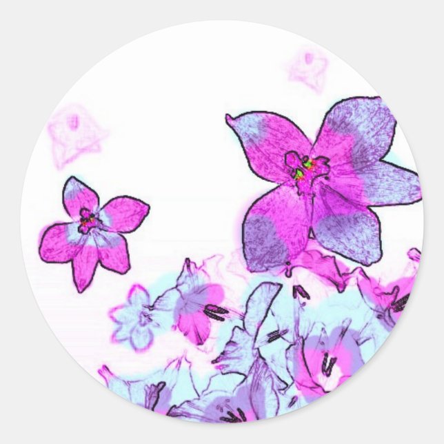 Flowers Classic Round Sticker (Front)