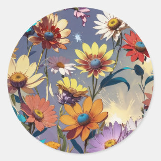 Flowers Classic Round Sticker