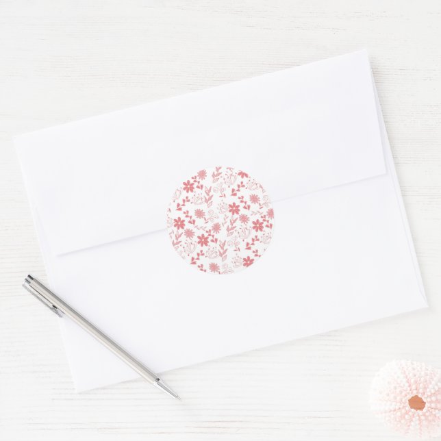 Flowers Classic Round Sticker (Envelope)