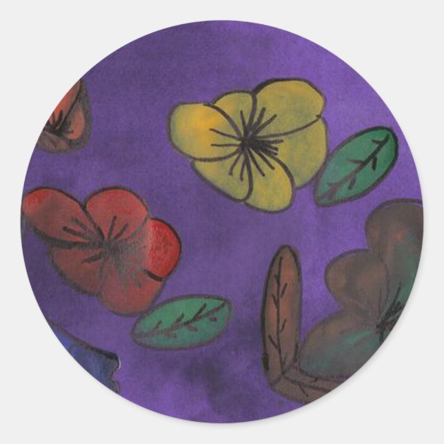 flowers classic round sticker (Front)