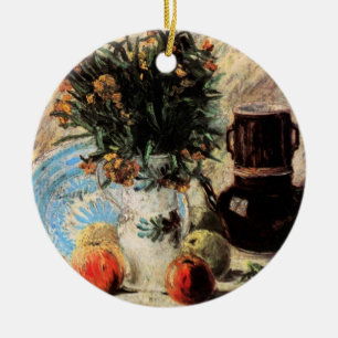 Flowers, Coffeepot and Fruit by Vincent van Gogh Ceramic Ornament