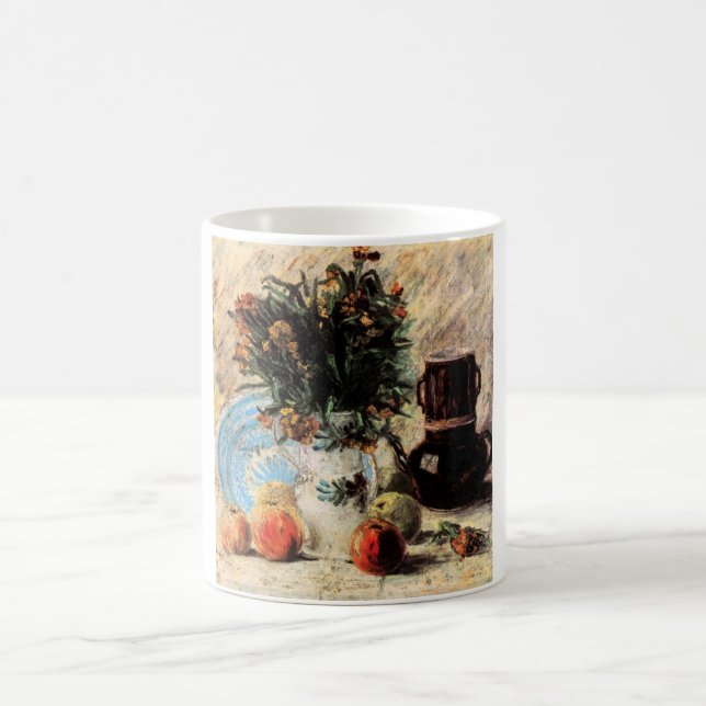 Flowers, Coffeepot and Fruit by Vincent van Gogh Coffee Mug (Center)