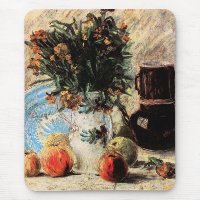 Flowers, Coffeepot and Fruit by Vincent van Gogh Mouse Pad (Front)