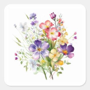 flowers collection square sticker
