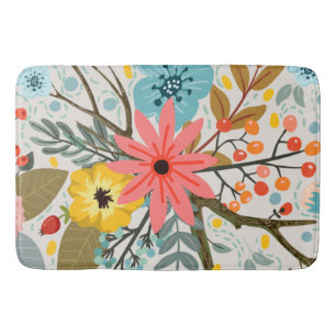 Flowers Colorful Watercolor Cute          Bath Mat