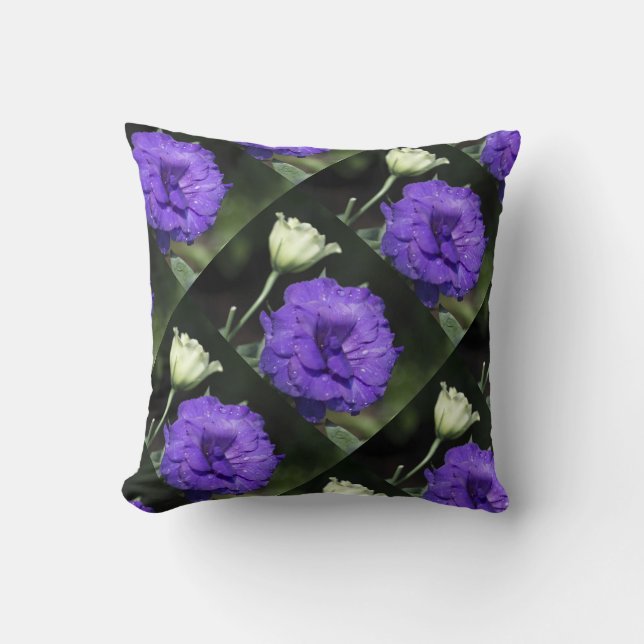 flowers colourful design pattern purple geometric cushion (Front)