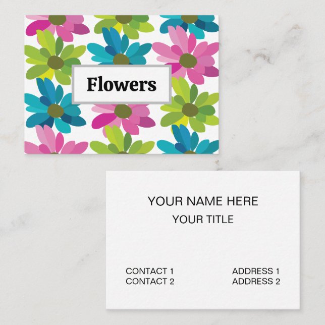 Flowers Colourful Flowers Business Card (Front/Back)