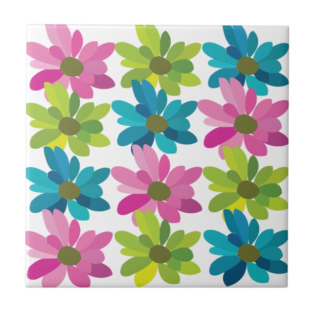 Flowers Colourful Flowers Ceramic Tile (Front)