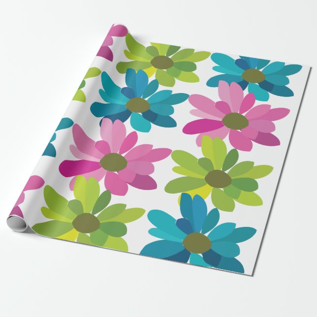 Flowers Colourful Flowers Wrapping Paper (Unrolled)