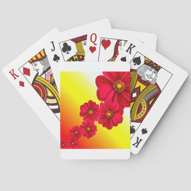 Flowers Colourful Pattern Spring Garden Dahlia Art Playing Cards (Back)