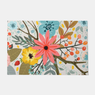 Flowers Colourful Watercolor Cute         Doormat