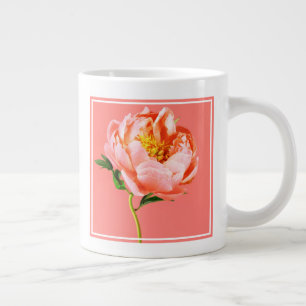 Flowers Coral Peony Blossom Large Coffee Mug