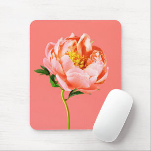 Flowers Coral Peony Blossom Mouse Pad