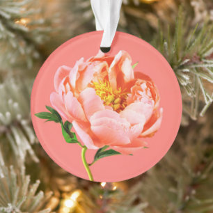 Flowers   Coral Peony Blossom Ornament