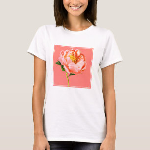 Flowers   Coral Peony Blossom T-Shirt