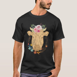 Flowers Cow Lover Farming Farmer Farm Animal Cow T-Shirt