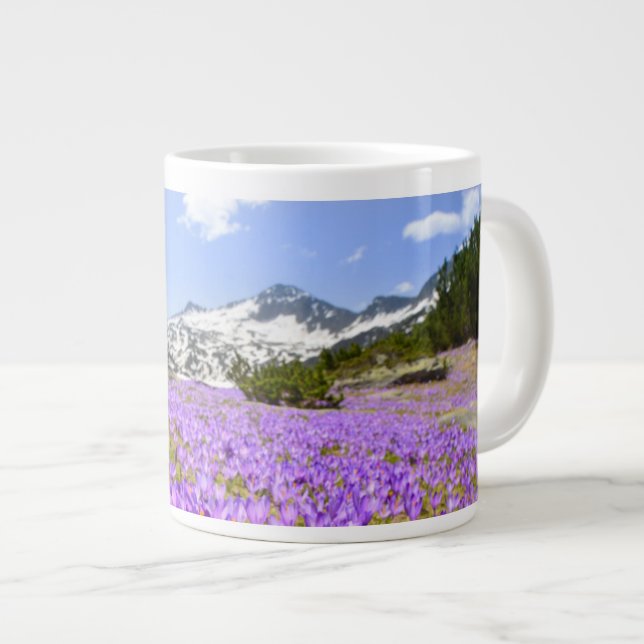 Flowers | Crocus Pirin Mountain Park Bulgaria Large Coffee Mug (Front Right)