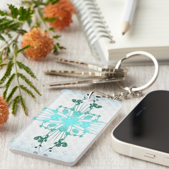 Flowers Cross Key Ring (Front Right)