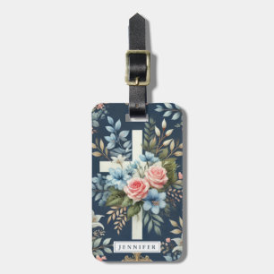 Flowers Cross Luggage Tag