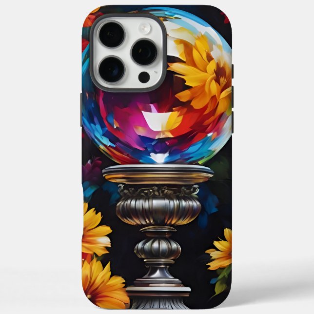 Flowers Crystal Ball Pedestal Case-Mate iPhone Case (Back)