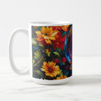 Flowers Crystal Ball Pedestal Coffee Mug