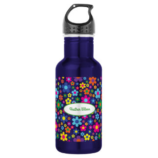 Flowers Cute Kids Water Bottle with Name