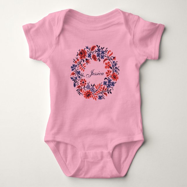 Flowers cycle baby bodysuit (Front)
