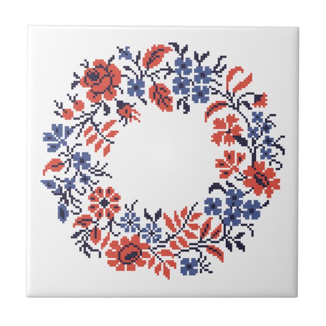 Flowers cycle ceramic tile (Front)