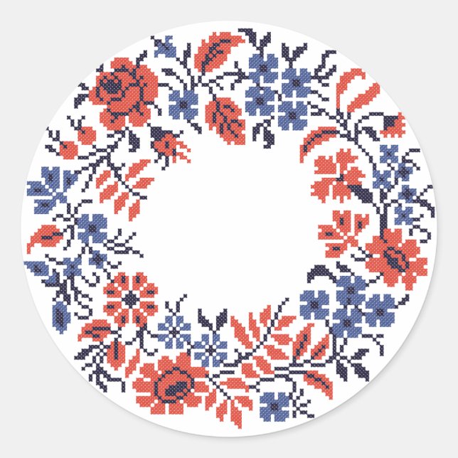 Flowers cycle classic round sticker (Front)