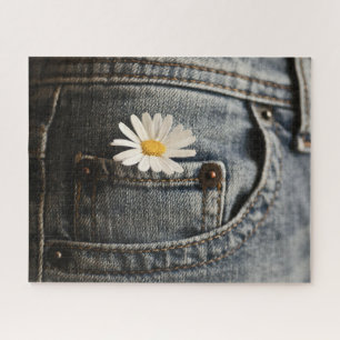 Flowers Daisy in Jeans Pocket Jigsaw Puzzle
