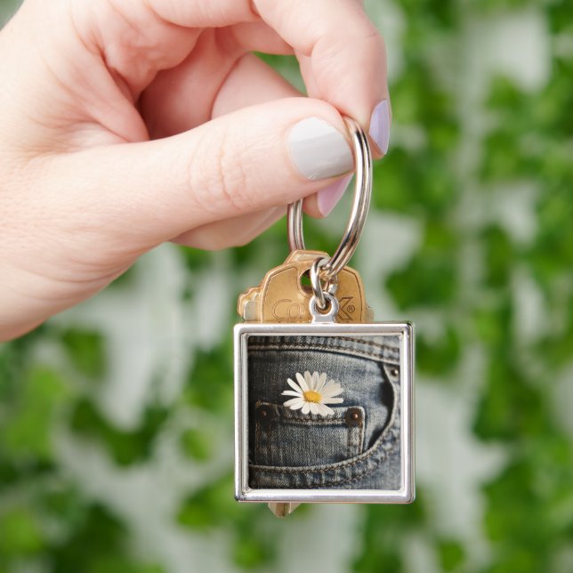 Flowers | Daisy in Jeans Pocket Key Ring (Hand)
